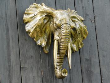 Wandornament Olifant - Goud met Zwart - Polystone