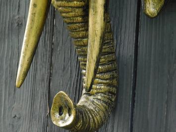 Wandornament Olifant - Goud met Zwart - Polystone