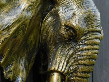 Wandornament Olifant - Goud met Zwart - Polystone