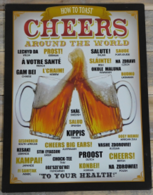 Wall sign Beer - ‘’Cheers‘’ in many languages - Metal