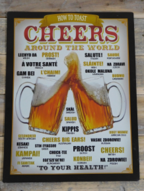 Wall sign Beer - ‘’Cheers‘’ in many languages - Metal