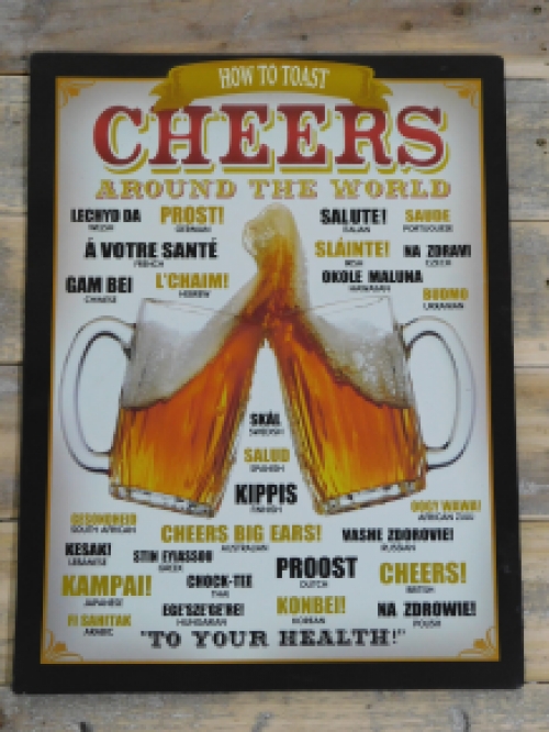 Wall sign Beer - ‘’Cheers‘’ in many languages - Metal