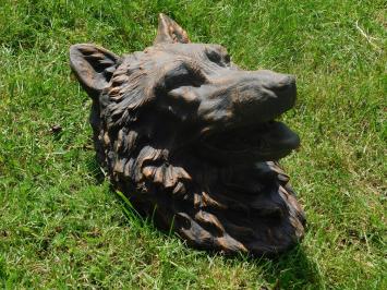 Wolfskopf mit Wasserauslauf - 45 x 35 cm - Stein