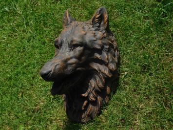 Wolfskopf mit Wasserauslauf - 45 x 35 cm - Stein