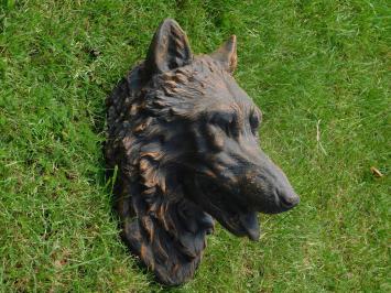 Wolfskopf mit Wasserauslauf - 45 x 35 cm - Stein